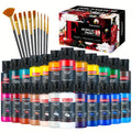 Professional Acrylic Paint Set 24 Colors 2oz/60ml Large Volume with 12 Brushes – Rich Pigment Thick Acrylic Paints for Canvas, Wood, Rock, Glass & Ceramic – Art Supplies for Beginners & Artists