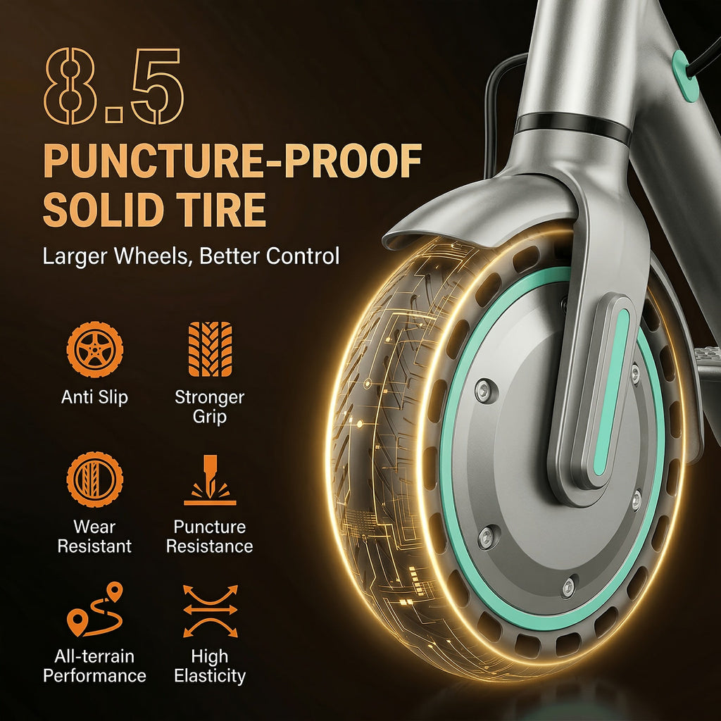 350W Foldable Electric Scooter for Adults - 19 MPH Top Speed, 7.8Ah Battery 12-Mile Range, 8.5" Solid Tires, Smart LED Display, Dual Brake | Lightweight Commuter E-Scooter Birthday Gift