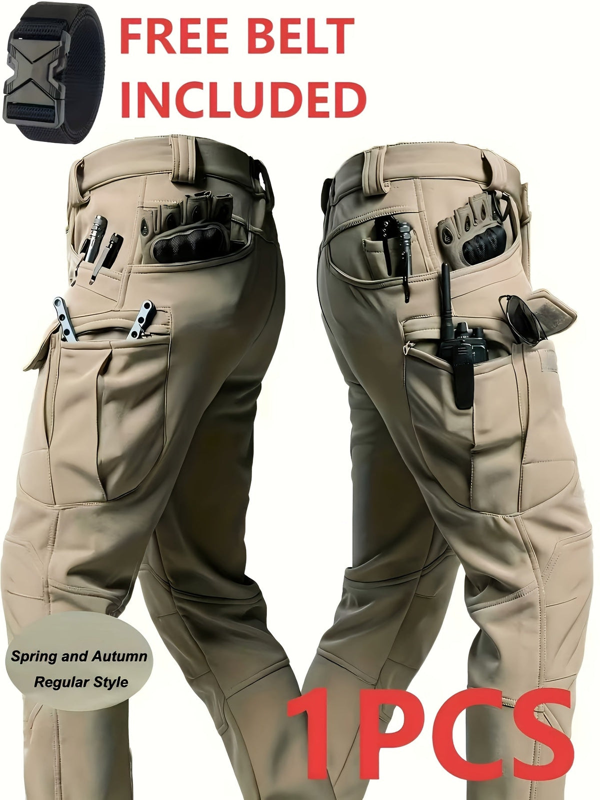 Men's Tactical Cargo Pants Lightweight Quick Dry – Breathable Multi-Pocket Hiking Pants with Belt, Relaxed Fit All-Season Outdoor Work Pants, Wear-Resistant – M to XXXL, Black / Grey / Khaki