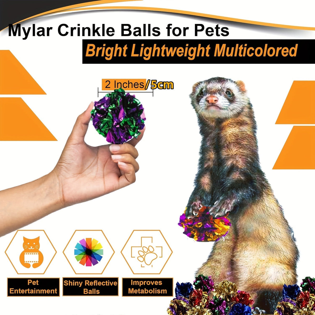 24 Pack Crinkle Balls for Cats Mylar Foil Cat Toy Balls Multicolor Shiny Crinkly Sound Indoor Cat Kitten Exercise Toy Set Lightweight Interactive Cat Toys