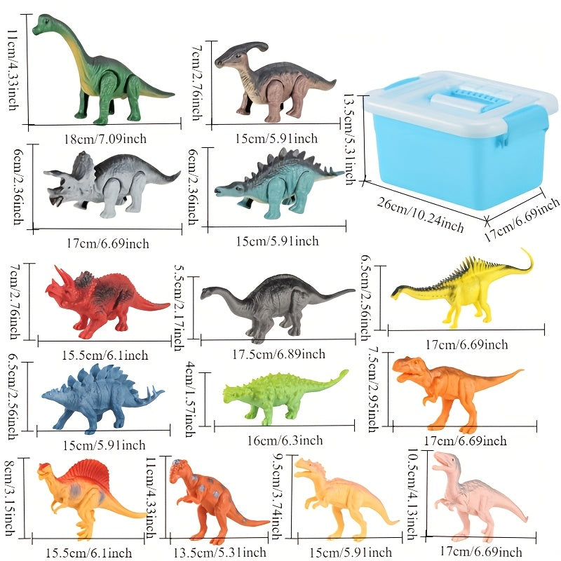 Wind-Up Walking Dinosaur Toys Set 2/5/6/8/14pcs Jurassic Simulation Animals T-Rex Velociraptor Brontosaurus Mosasaur Auto-Walking Hand-Cranked Dino Figures Gift for Kids