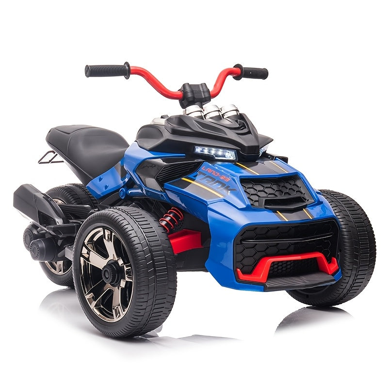 12V Kids Electric Ride On ATV 3-Wheeler for Ages 3+ – Dual 550W Motors, 40-60 Min Playtime, EVA Tires, Shock Absorber, LED Lights & Wireless Music – Battery Powered Ride On Car Gift for Boys & Girls – Black, Blue, Red, Yellow, Pink
