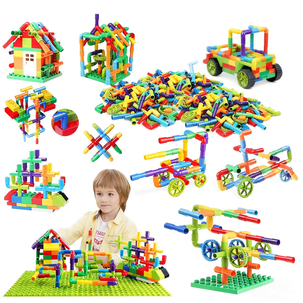 STEM Pipe Tube Building Blocks for Kids 46pcs – Compatible Pipeworks Construction Set, Educational Sensory Toy for Boys Girls Ages 3-8, No Battery Autism-Friendly Learning Toy, Birthday Gift, Random Colors