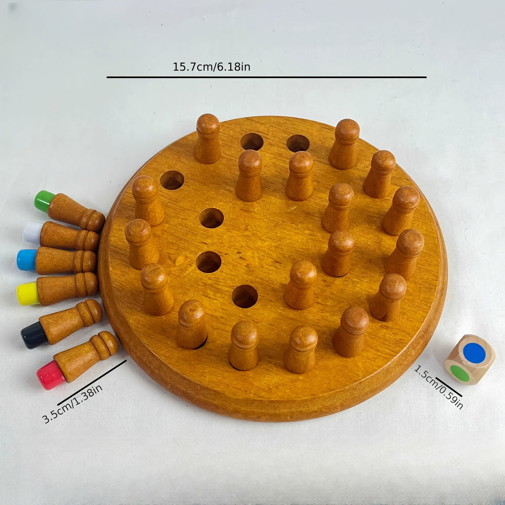 Wooden Color Memory Matching Game for Kids & Family - Upgraded Solid Wood Travel Board Game, Brain Training Strategy Puzzle, Memory Chess for Boys & Girls, Birthday Holiday Gift Ages 3+