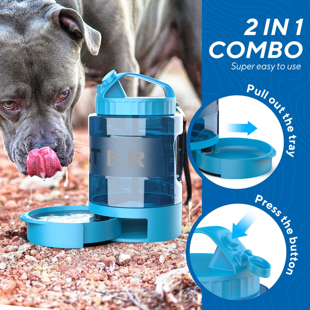 Dog Travel Water Bottle 74oz Large Capacity - Portable Pet Water Bottle with Detachable Drinking Bowl, Leak-Proof Design for Hiking Camping Dog Park, Suitable for Large Medium Small Dogs Outdoor Adventures