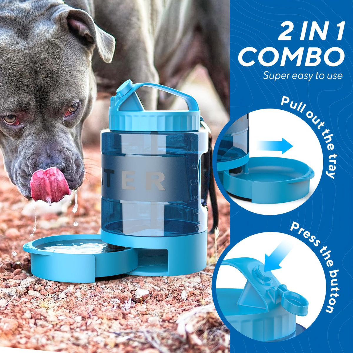 Dog Travel Water Bottle 74oz Large Capacity - Portable Pet Water Bottle with Detachable Drinking Bowl, Leak-Proof Design for Hiking Camping Dog Park, Suitable for Large Medium Small Dogs Outdoor Adventures