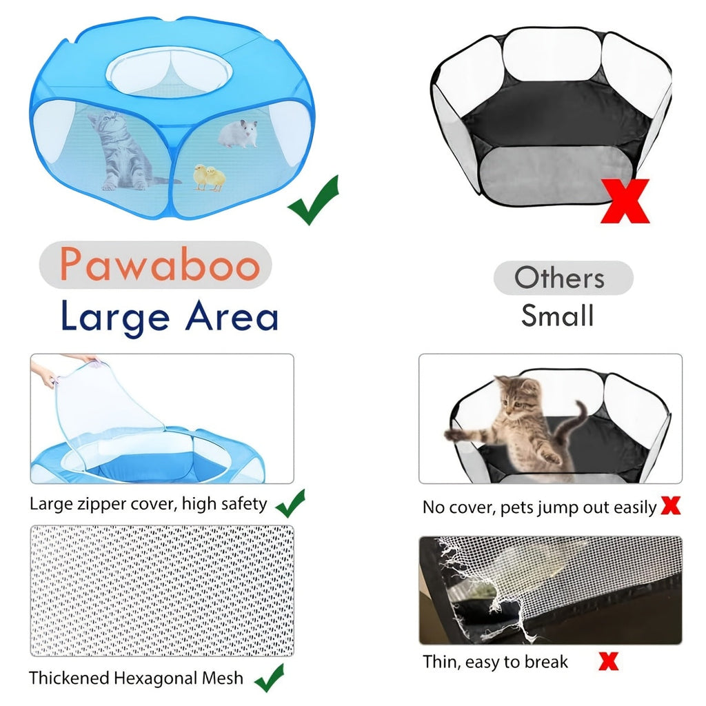 Portable Folding Small Pet Playpen Cage Tent with Top Cover, Breathable Indoor Outdoor Enclosure for Guinea Pigs, Rabbits, Hamsters, Hedgehogs, Cats & Puppies, Lightweight Collapsible Pet Fence