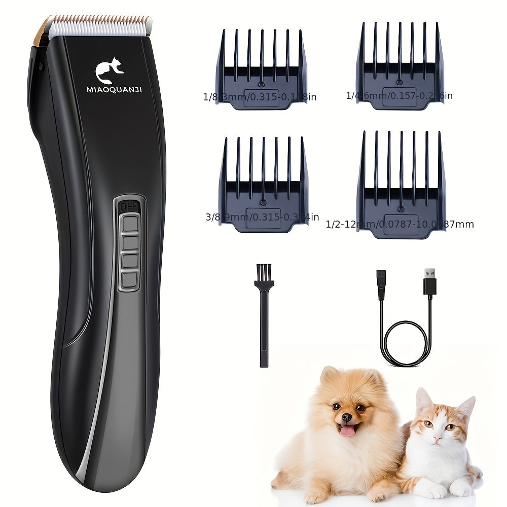 Professional Pet Grooming Clipper USB Rechargeable Cordless Low-Noise Electric Dog Cat Hair Trimmer for All Breeds Home Salon Use Black Blue