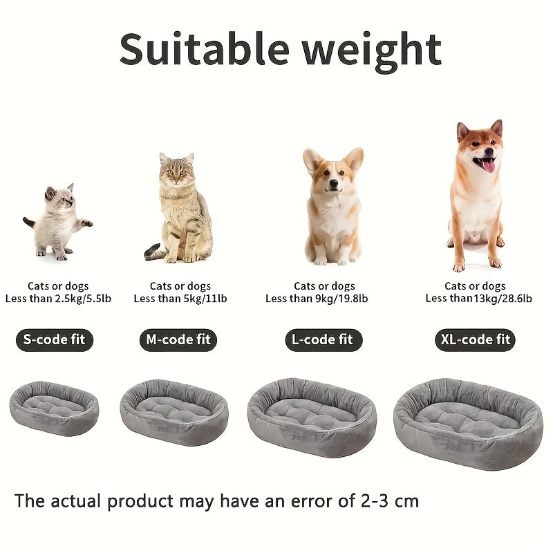 Oval Pet Bed for Cats and Small to Medium Dogs - Soft Warm Textured Polyester Cozy Nest Lounge, All-Season Comfortable Indoor Sleeping Cushion Bed for Kittens Puppies Chihuahua Dachshund Shih Tzu