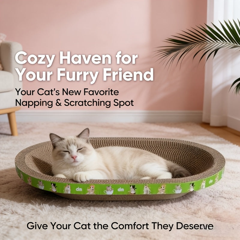 Cat Scratching Board Oval 23.62x15.75 Inch Thickened Sisal Scratch Pad Play Rest Lounge 3-in-1 Wear-Resistant Non-Shedding Furniture Protector Cat Scratcher Mat