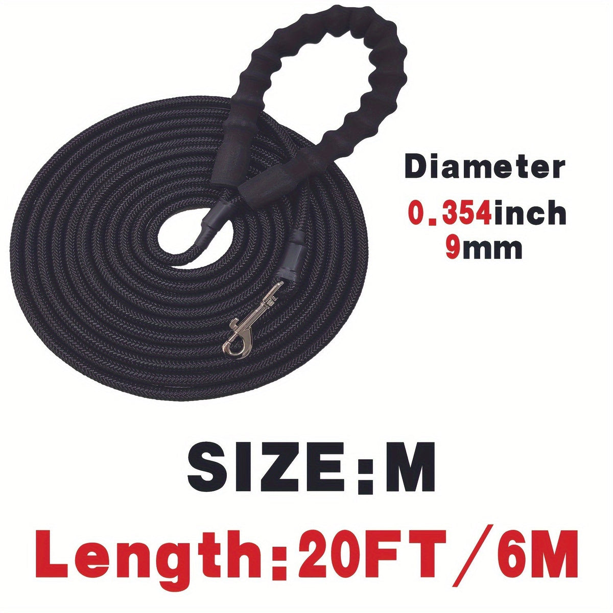 Heavy Duty Extended Dog Training Leash with Soft Sponge Handle – Long Strong Lead for Large Medium Small Dogs, Outdoor Running Beach Grass Sports, Anti-Slip Comfortable Grip Dog Lead