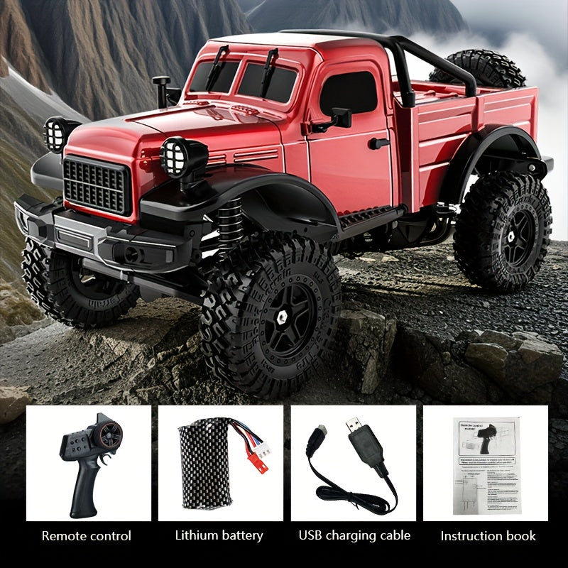 High-Torque RC Pickup Truck Crawler - Carbon Brushed Motor, Ultra-Low Center Chassis, Lightweight Vacuum Shell & Wide-Traction Axle | All-Terrain Rock Climbing RC Car for Adults & Kids | Off-Road Hobby Gift