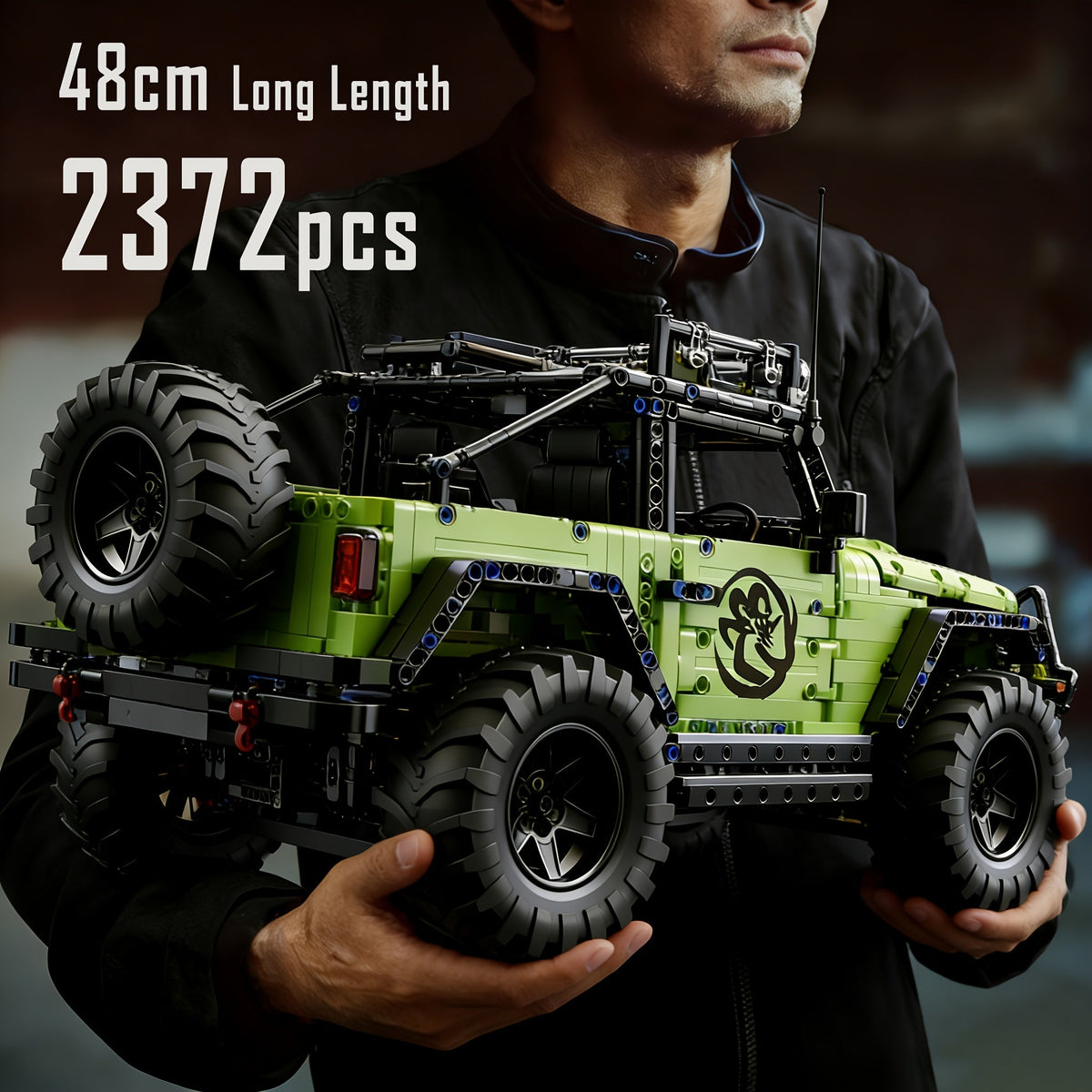 2372pcs 1:8 Scale Large Heavy Cross-Country Building Block Car with Domineering Large Tires – Detailed Off-Road Building Set Display Model Gift for Adults & Kids