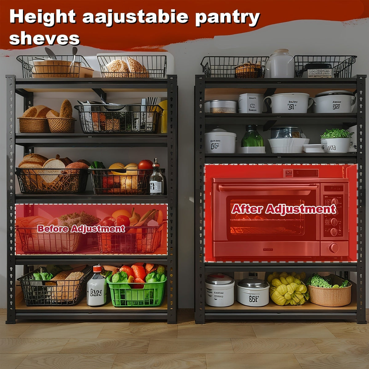 Heavy Duty 5-Tier Metal Shelving Unit 2000 LBS 60"H Adjustable Steel Rack – Garage Storage Shelves for Basement, Pantry, Closet & Utility Room, Local US Warehouse