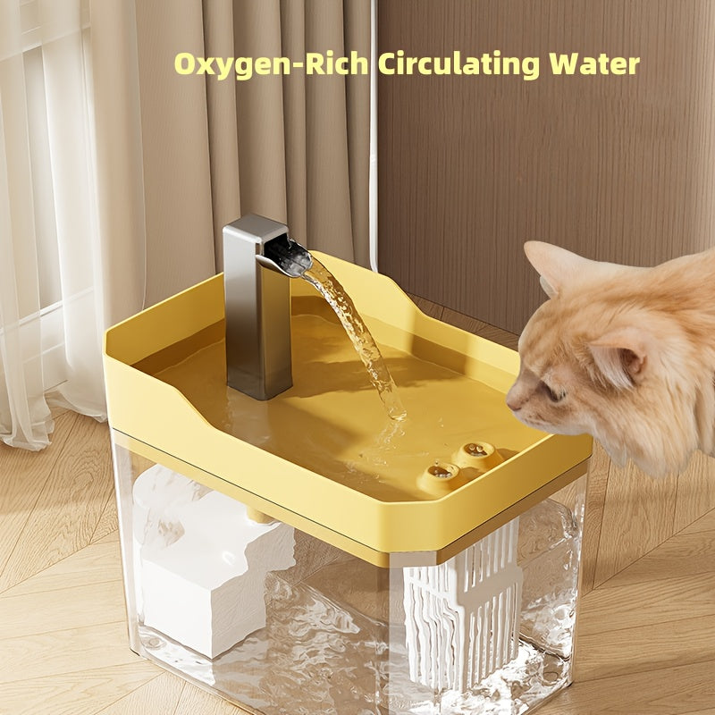 Ultra-Quiet USB Pet Water Fountain – Automatic Circulating Fresh Water for Cats & Dogs, 4-Stage Filtration, Visible Water Level Window, No Battery Needed, Home & Travel