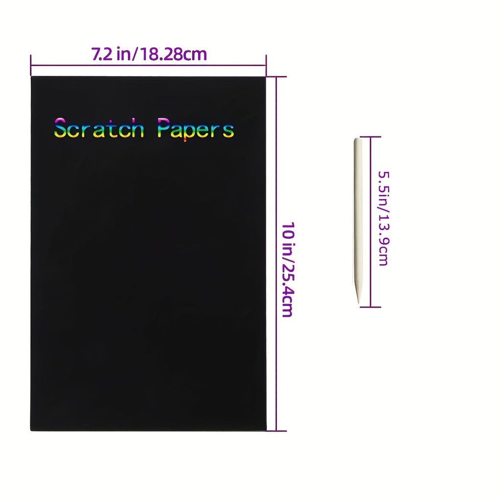 Magic Scratch Art Set for Kids DIY Rainbow Scratch Paper Painting Kit with Stencils Sheets and Stylus Creative No-Power Art Activity for Journal Drawing Scrapbook Christmas Halloween Easter Gift