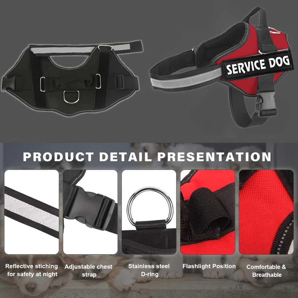 No Pull Dog Harness Vest - Reflective Breathable Adjustable Pet Halter with Nylon Handle for Easy Control, No Choke No Tug Design for Small Medium & Large Dogs, Easy On & Off Dog Walking Harness
