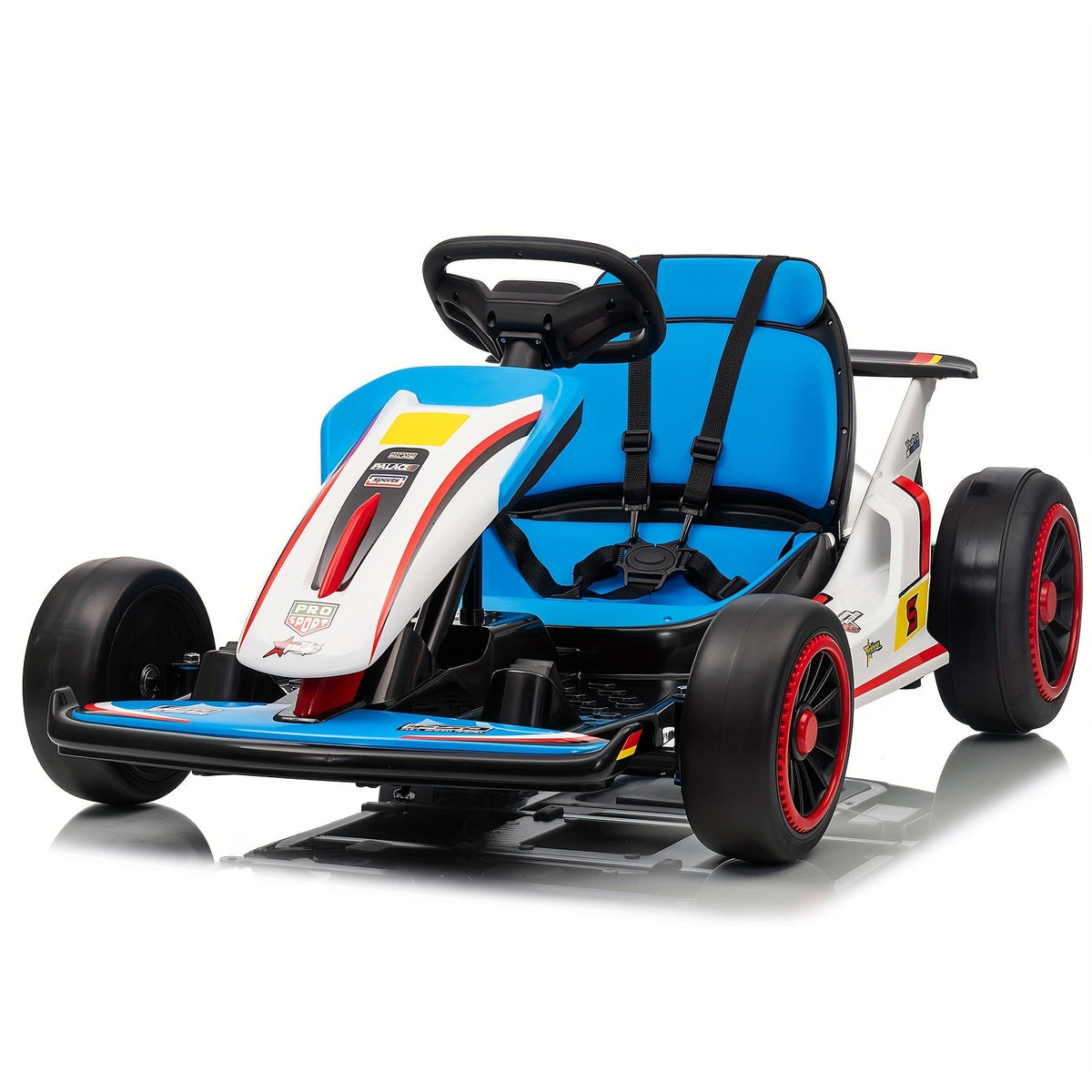 MUKIDY 24V Electric Go-Kart for Kids - 250W Drift Cart for Ages 6-12, All-Terrain EVA Wheels, 5-Point Safety Belt, Soft Start, Music & Horn, Battery Powered Outdoor Ride-On Toy | Best Gift for Boys Girls