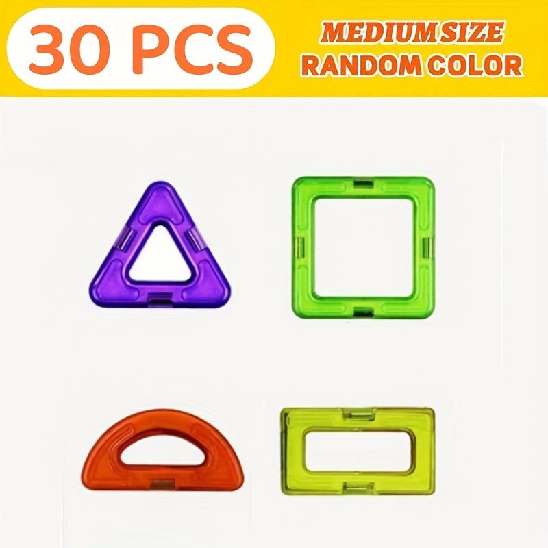 30-Piece Magnetic Building Blocks Set for Kids – Large Colorful DIY Stacking Tiles, STEM Educational Toy, Shapes & Colors Learning, Birthday Christmas Gift for Toddlers