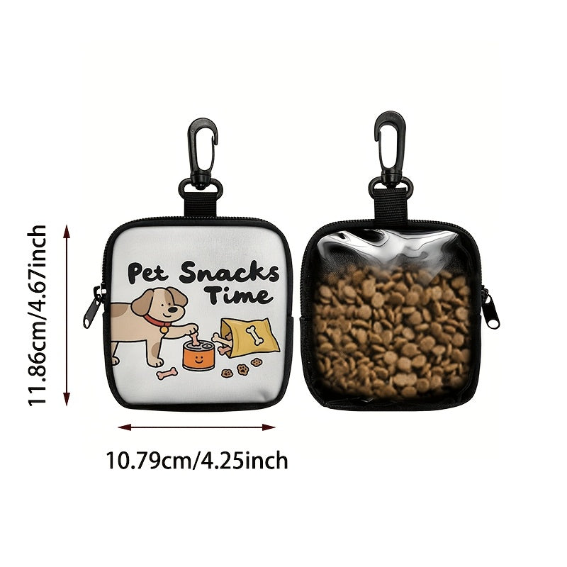 Dog Treat Training Bag with Hook & Zipper – Dog Print Pet Training Pouch with Poop Bag Dispenser, Puppy Obedience Training Walking Bag for Outdoor Use