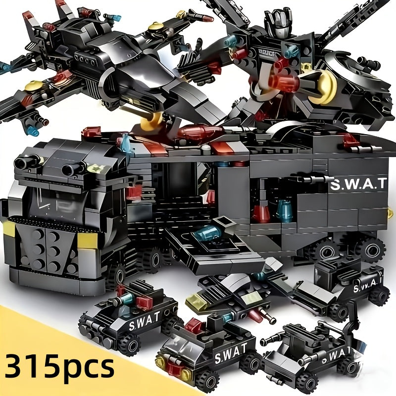 315 PCS SWAT Special Forces Vehicle Building Blocks Set – Military Robot Car Construction Toy for Boys – STEM Educational Brick Kit – Birthday Christmas Halloween Gift for Kids Ages 6-12
