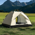 Pop Up Camping Tent Automatic Quick Open Waterproof Sunproof 2-3 Person Portable Outdoor Beach Tent for Hiking Picnic Music Festival Independence Day – All-Season Square Camp Tent with 2 Doors (Moonlight White)