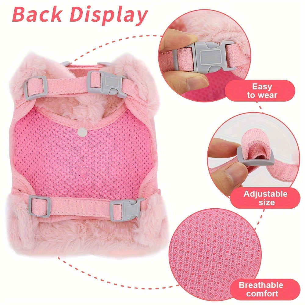 Small Dog Harness and Leash Set Soft Warm Winter Vest Harness for Small Dogs Cats Chihuahua Yorkie – Padded No-Pull Puppy Harness with Quick Release Buckle Dog Clothes Vest for Outdoor Walking