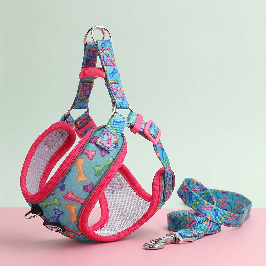 Dog Harness and Leash Set - No Pull Vest Harness for Dogs, Adjustable Reflective Dog Harness for Small Medium Large Dogs, Easy On Off Escape Proof Dog Walking Harness for Indoor Outdoor Use
