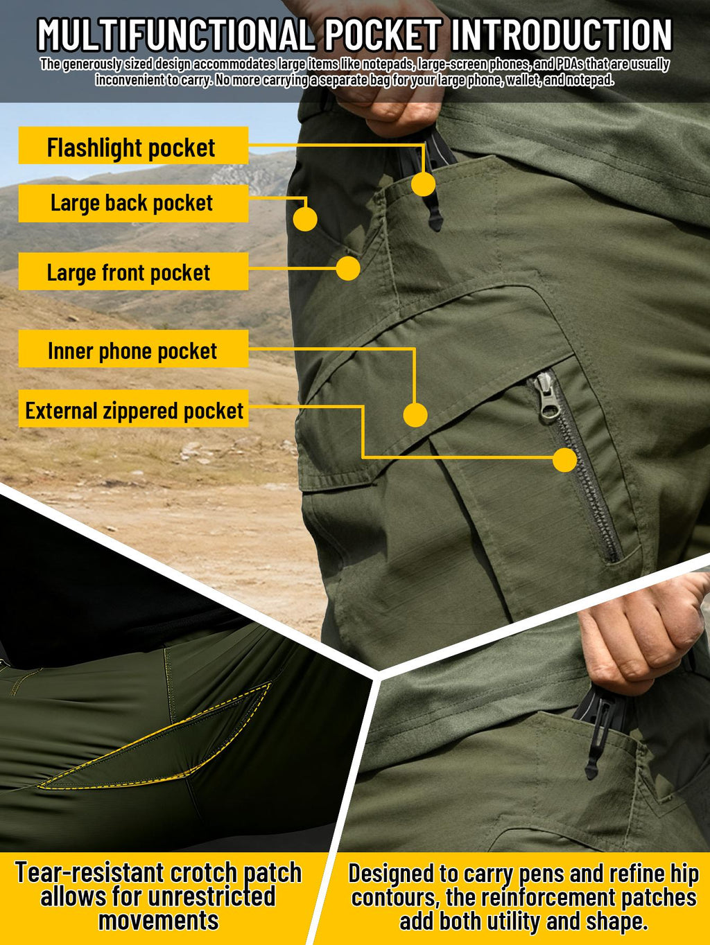 IX9 Men's Tactical Cargo Pants Slim Fit – Quick-Dry Breathable Tear-Resistant Multi-Pocket 3D Cut Outdoor Work Pants for Hiking Camping Climbing Fishing S-XXXL