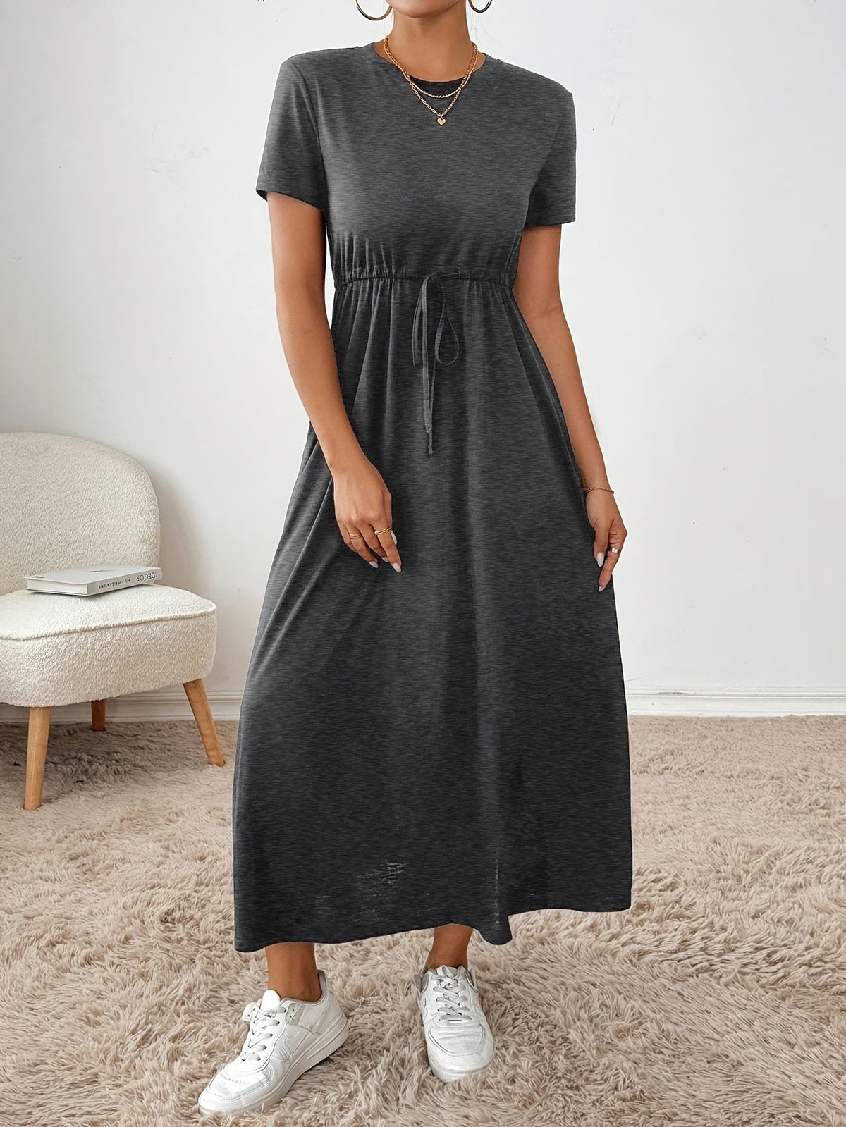 Women's Stretchy Bodycon Midi Dress Solid Color Slim Fit Casual Party Dress High Elasticity Knit Fabric All Season Comfortable Wear Dark Gray Dark Green Black XS-XL