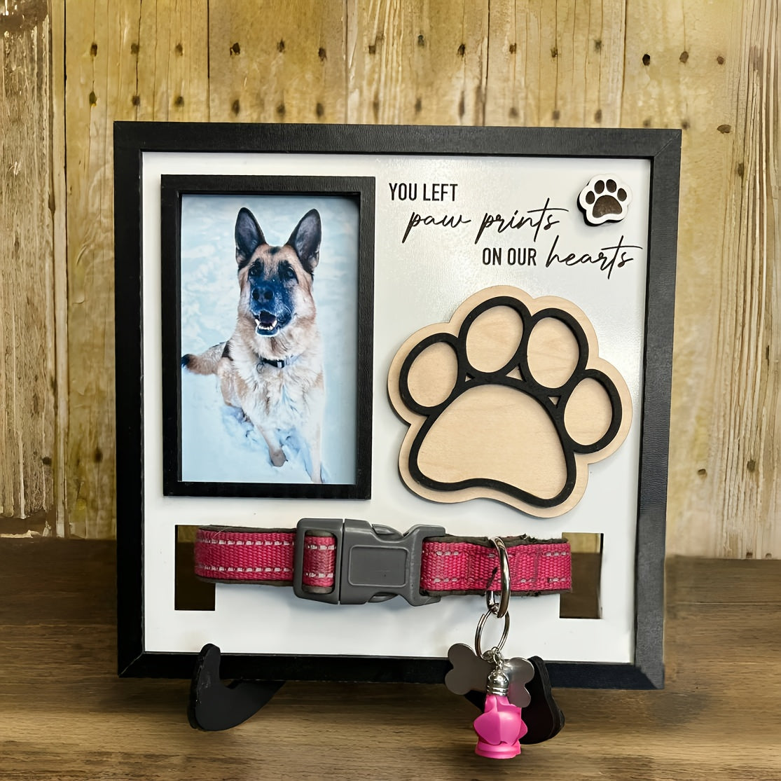 Wooden 3D Dog Paw Commemorative Sign - Pet Memorial Collar Decoration Plaque, Dog Remembrance Keepsake Wall Decor, Sympathy Gift for Dog Loss, Home Memorial Sign for Beloved Dogs