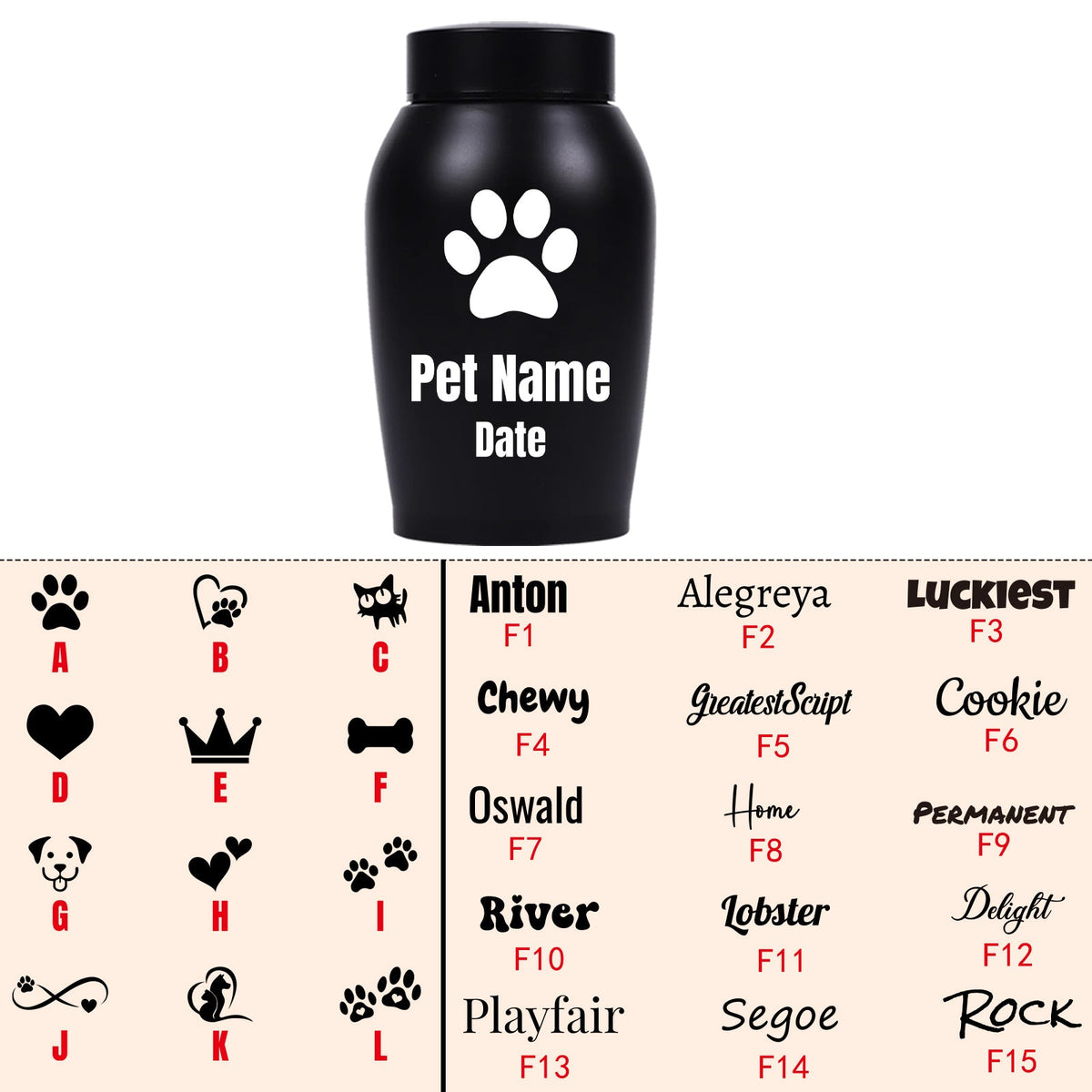Personalized Pet Cremation Urn for Dog & Cat Ashes - Custom Name Engraved Stainless Steel Memorial Urn, 2 Sizes & 5 Colors, Lasting Tribute Keepsake Urn for Beloved Pets