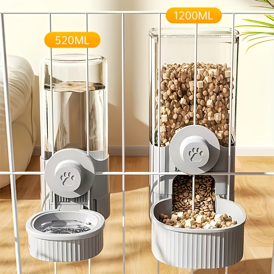 Hanging Cage Pet Feeder & Water Dispenser Set – 2-Piece Gravity Auto Feeding & Drinking Bowl for Cats, Dogs & Rabbits, Large Capacity Cage Mount Food & Water Bowl Combo