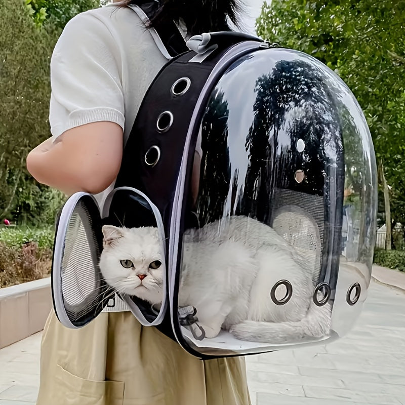 Space Capsule Cat Backpack Carrier - Transparent Window Double Shoulder Portable Pet Bag for Cats Small Dogs Travel Hiking Outdoor - Bubble Backpack Cat Carrier Black