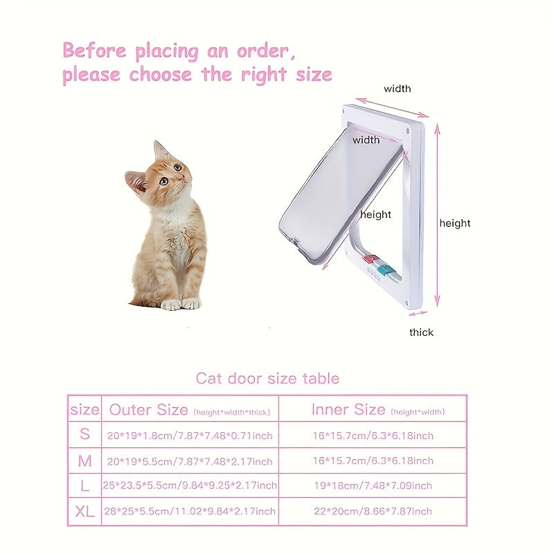 Pet Door for Cats & Dogs 4-Way Locking Weatherproof Flap Door ABS Durable Easy Install Interior Exterior Wall Door Insert White Black M L XL Sizes Available