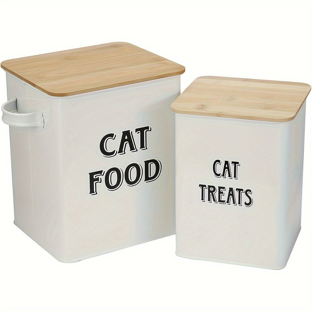 Metal Cat Food Storage Container with Scoop and Tight Fitting Lid - Vintage Airtight Cat Treat Canister for Dry Cat Food - Stylish Pet Food Storage Tin with Locking Lid Black