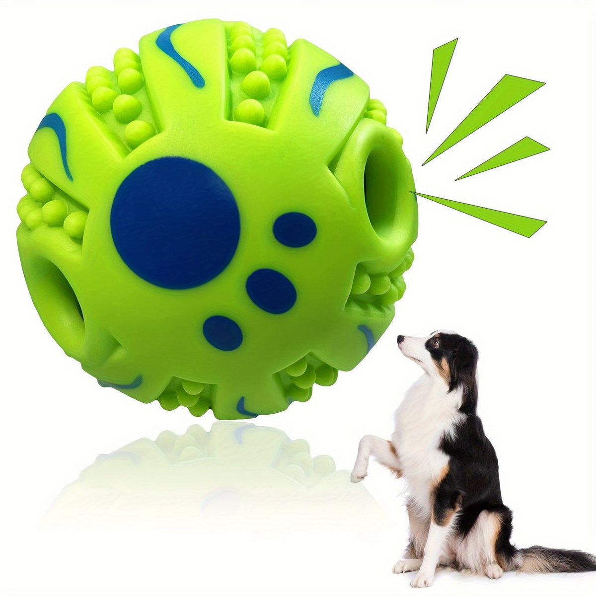 Spiky Rolling Sound Ball Dog Toy 3.94" - Interactive Funny Sounds Teeth Cleaning Herding Ball, Training Play Toy for Medium Large Dogs, Durable Rubber Sensory Ball with Squeaky Noise