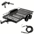 1/10 Scale RC Trailer Kit with Metal Flatbed, Adjustable Hitch & Kinetic Winch Strap – Dual Axle Flatbed Trailer Compatible with TRX4, TRX6, SCX10, Gen7, Gen8 RC Crawlers & Trucks