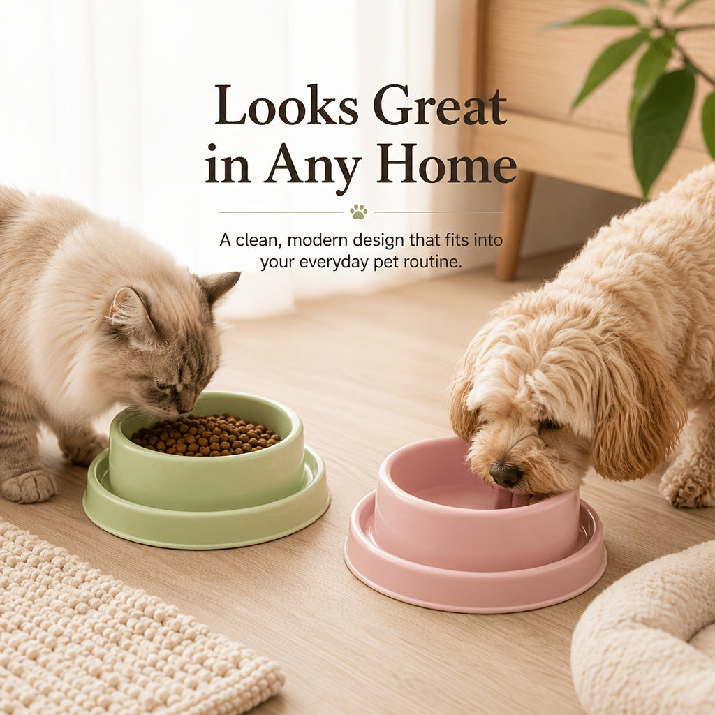 Ant-Proof Elevated Pet Bowl Set 2pcs – Non-Slip Spill-Resistant Plastic Feeding Dish for Small & Medium Dogs and Cats, Anti-Tip Stable Base, Easy Clean Indoor Outdoor Travel Feeder, Random Colors