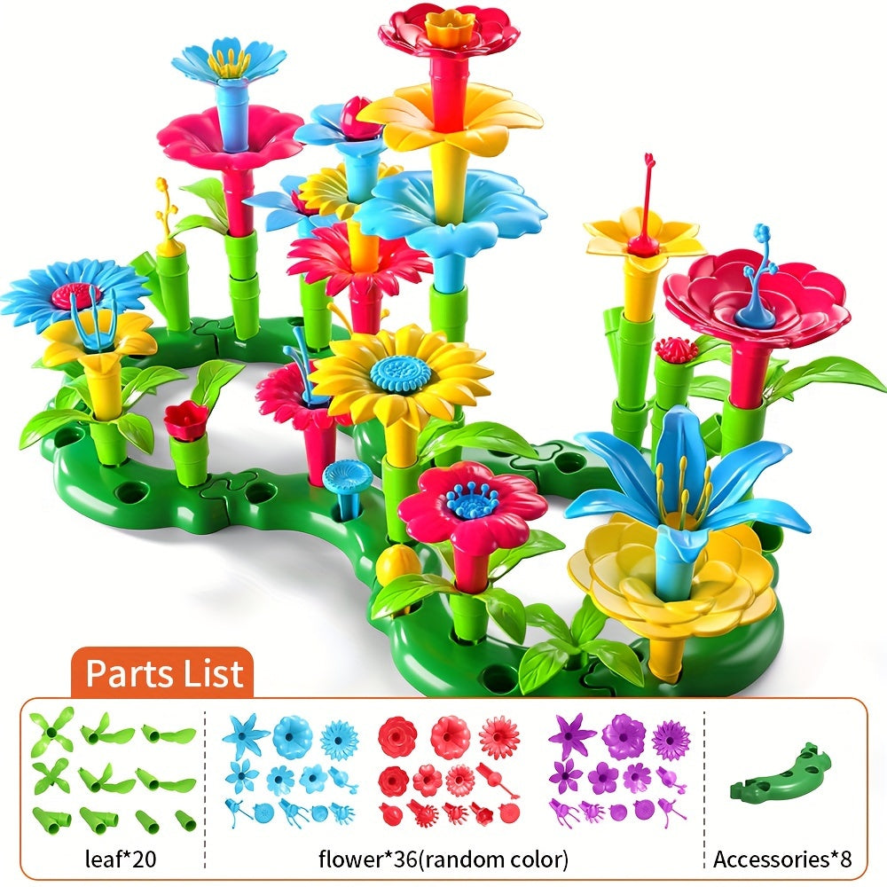 Flower Arrangement Building Blocks Toy for Kids 64/91pcs – DIY Assembling Flower Bouquet Construction Set, Random Colors, Creative STEM Educational Toy, Halloween Thanksgiving Christmas Gift for Ages 3+