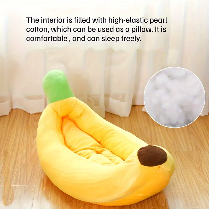 Banana Boat Pet Bed Washable Warm Cozy Nest for Cats and Dogs Cute Banana Shape Removable Machine Washable Sizes M L XL 2XL for Small and Medium Pets