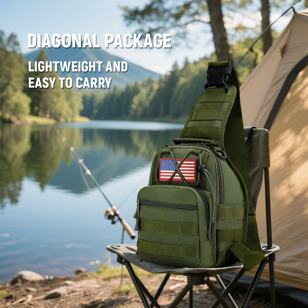 Tactical Sling Backpack – Lightweight Crossbody Daypack for Cycling, Hiking, Travel & Daily Use, Multiple Colors with Flag Patch Option