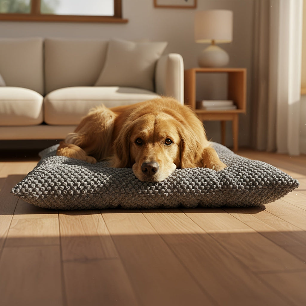 Extra Large Plush Dog Crate Pad Mattress - Thickened Ultra-Soft Polyester Dog Bed for Small Medium Large Dogs & Cats, Oversized Rectangular Kennel Mat with Reversible Pillow, Non-Slip Washable Pet Bed