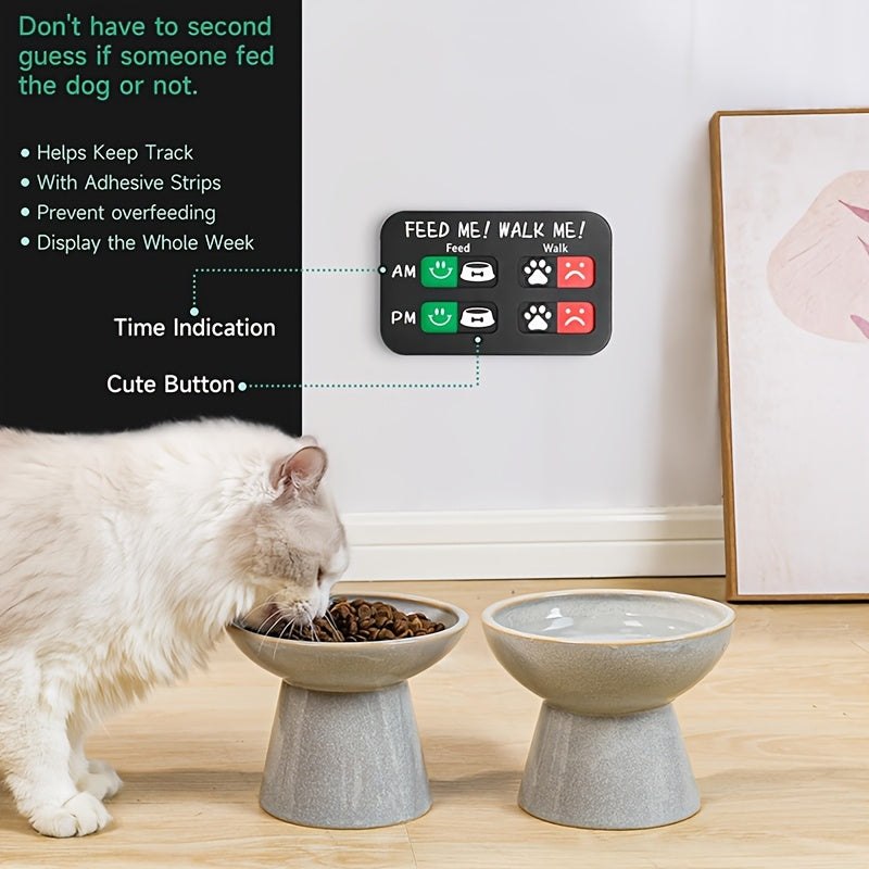 Dog Feeding Sign for Pets – Puppy Feeding Schedule AM/PM Daily Reminder Chart for Pet Feeding & Walking, Track Pet Meals and Exercise Routine – Acrylic Black
