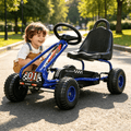 Pedal Go Kart for Kids Ages 3-6, 4-Wheel Pedal Powered Ride On Car with Adjustable Seat, Handbrake, No-Slip Wheels, Outdoor Racing Go Kart for Boys and Girls - Blue, Green, Red, Pink
