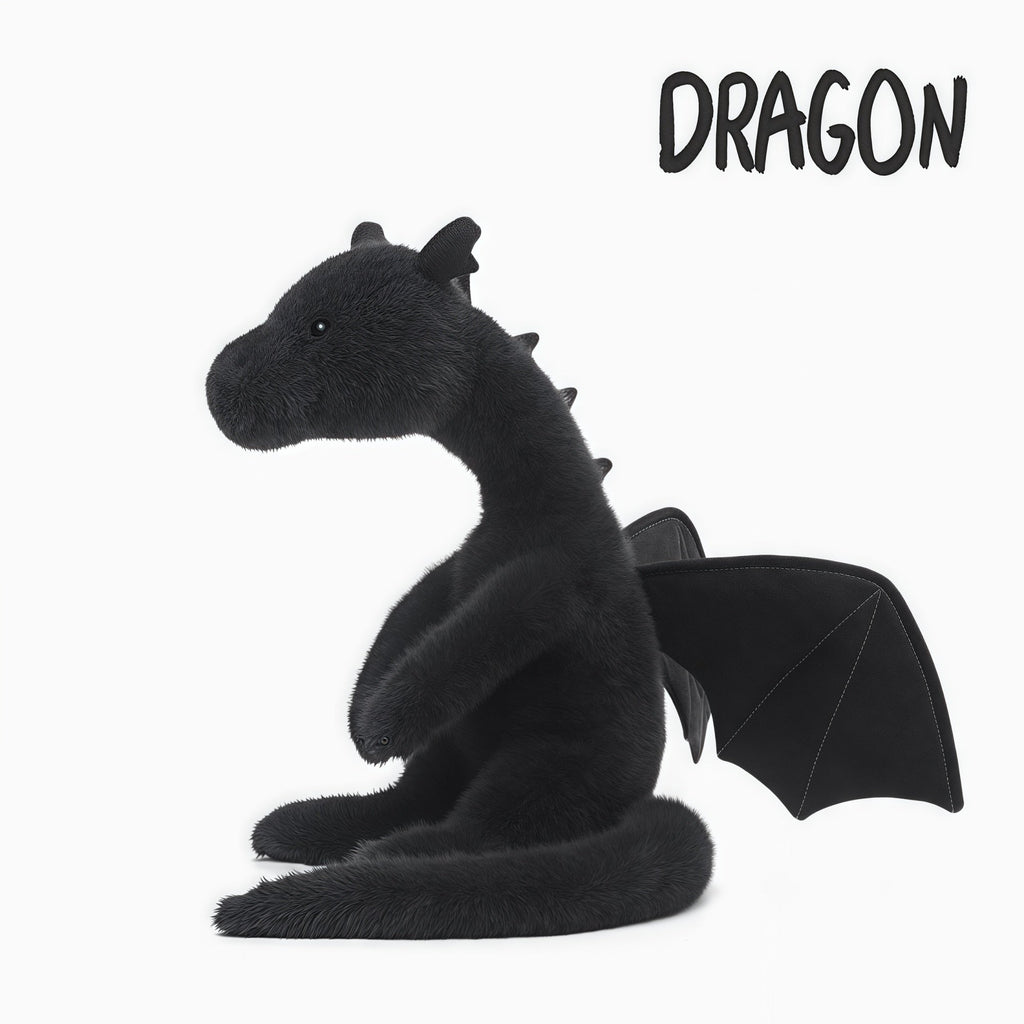85cm 33-Inch Giant Dragon Plush Stuffed Animal Doll Super Soft Cuddly Dragon Toy Birthday Holiday Gift for Kids Adults Black White