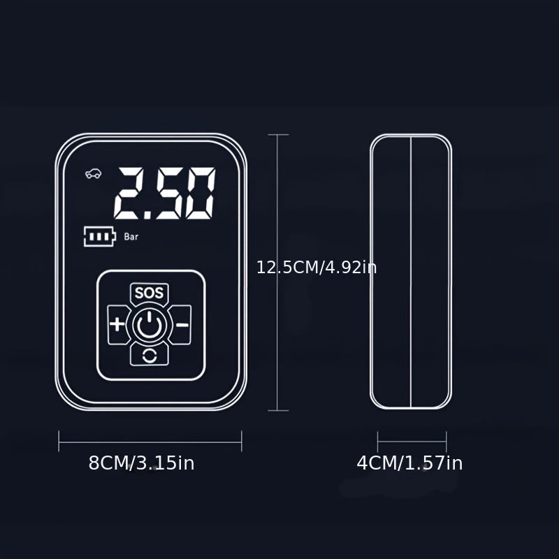Portable Cordless Tire Inflator 150PSI Digital Display USB-C Rechargeable 4000mAh for Car Motorcycle Bike Ball