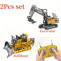 RC Construction Vehicle Set 2.4G 12-Channel Remote Control Excavator Dump Truck Bulldozer Loader Alloy Plastic Kids Toy Engineering Car STEM Gift Boys Birthday Christmas