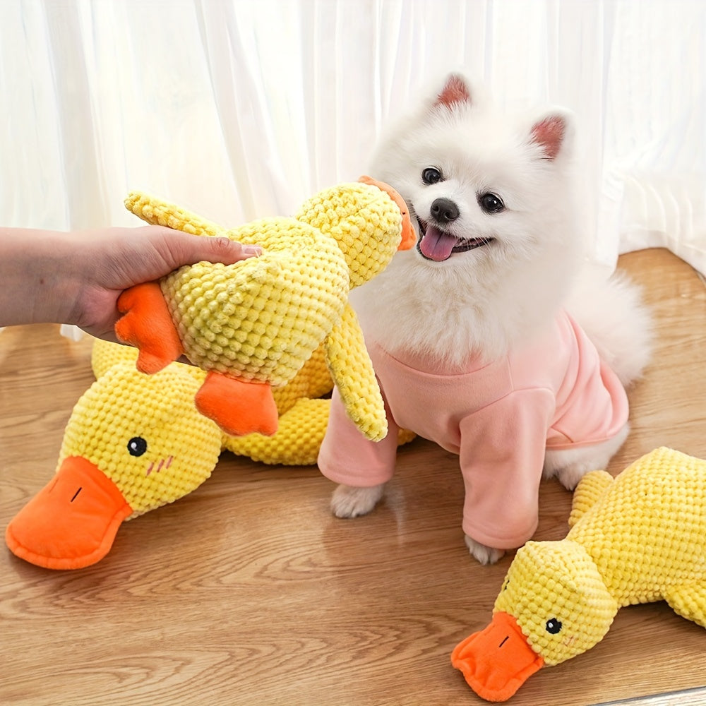 Heavy Duty Plush Duck Dog Chew Toy with Squeaker - Durable Chew-Proof Interactive Toy for Puppies & Adult Dogs, Safe for Aggressive Chewers, Teeth Cleaning, No Batteries Needed