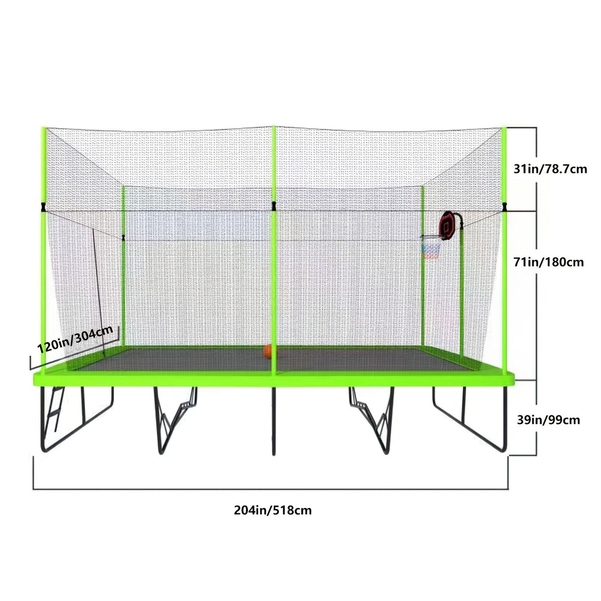 10 x 17 FT Rectangular Trampoline with Enclosure Net – ASTM F2225 Certified, 352 lb Capacity, Reinforced Welded Base, Superior Bounce for Family Gymnastics & Athletic Training
